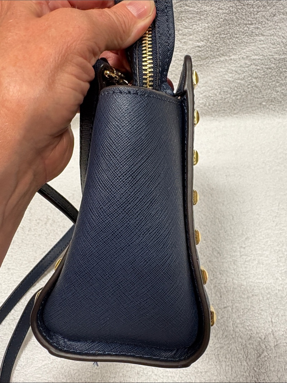 Michael Kors Navy blue small Crossbody with Gold Stud Accents - Picture 4 of 16